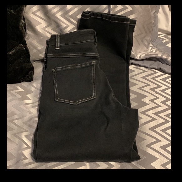 Black button front  straight leg jeans with top stitching - Picture 9 of 10